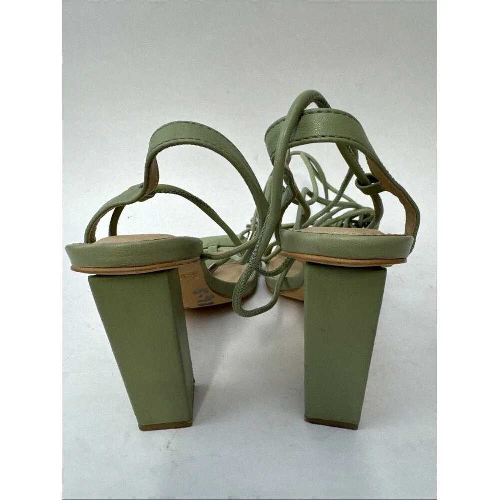 Olivia Ferguson Square Toe Ankle Strap Sandals Heels Size 7 Pistachio Green - Picture 4 of 8